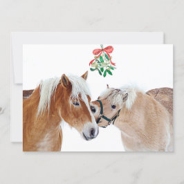 God jul Horse Mistletoe Equine Cute Ponies Julkort