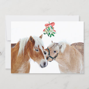 God jul Horse Mistletoe Equine Cute Ponies Julkort