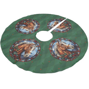God jul Horse Träd Skirt Julgransmatta Borstad Polyester