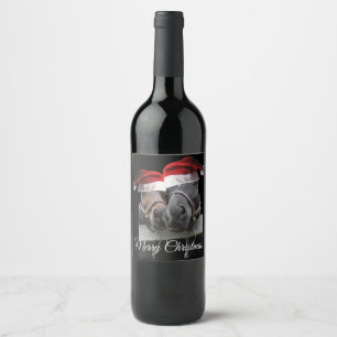 God jul Horses Vinflaska Etikett