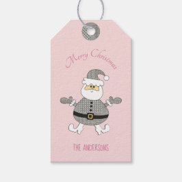 God jul Houndstooth Mode Santa Presentetikett