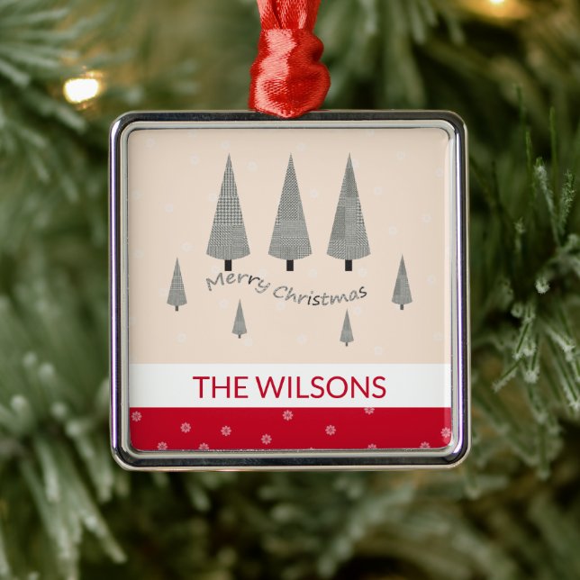 God jul Houndstooth Modern Red Julgransprydnad Metall (Träd)