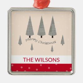 God jul Houndstooth Modern Red Julgransprydnad Metall