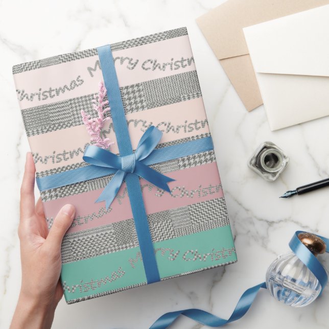 God jul Houndstooth Mönster, Rand Presentpapper (Gifting)