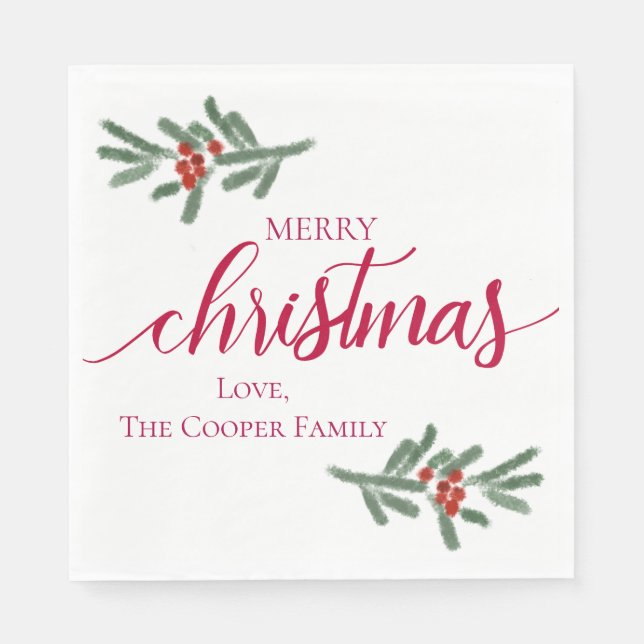 God jul- Hullbär, gran Pappersservett (Framsidan)