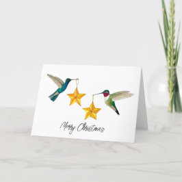 God jul Hummingbird and Stars Helgdag Car Helgkort