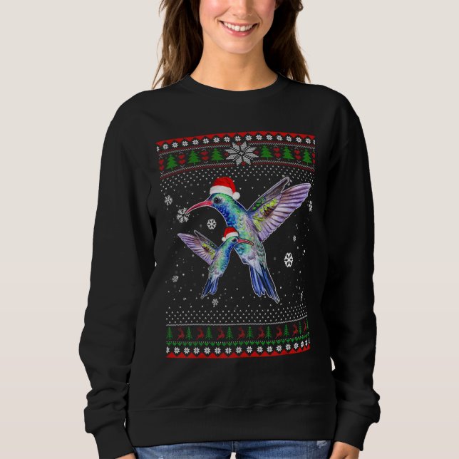 God jul Hummingbird Hat Santa in Snö Ugly T Shirt (Framsida)