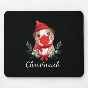 God jul Hund älskare Bulldog Wearing Mask Musmatta