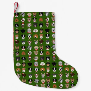 God jul Hund Ansikte Mönster Liten Julstrumpa