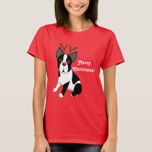 God jul! Hund för Boston Terrierren T-shirt