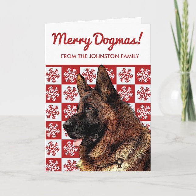 God jul Hund German Shepherd Snowflake GSD Kort (Framsida)