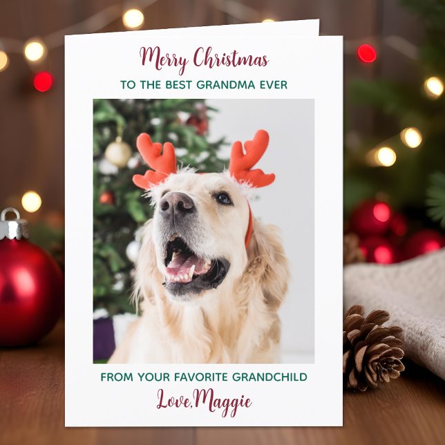 God jul Hund Grandma Personlig Pet Photo Helgkort (Skapare uppladdad)