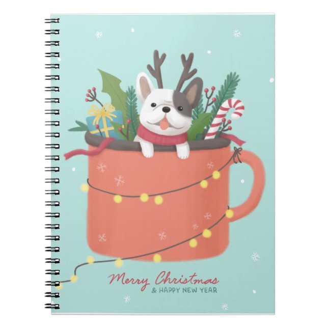 God jul: Hund Illustration Art Anteckningsbok (Framsidan)