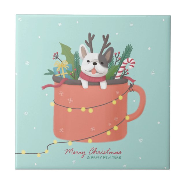 God jul: Hund Illustration Art Kakelplatta (Framsidan)