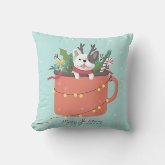 God jul: Hund Illustration Art Kudde (Framsida)
