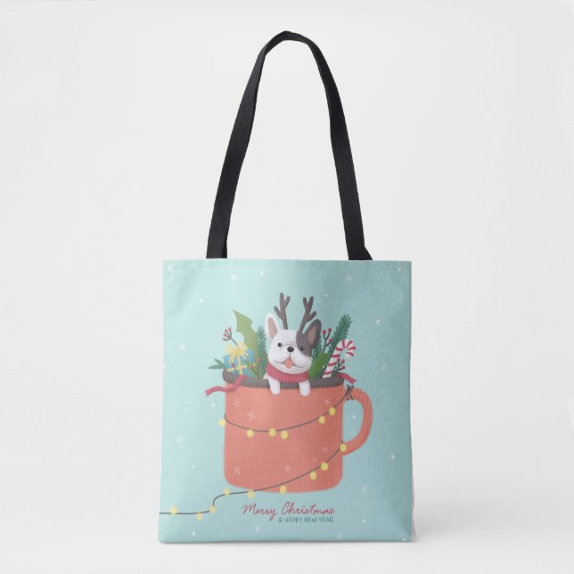 God jul: Hund Illustration Art Tygkasse (Framsida)