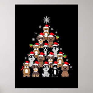 god jul Hund Julgran Poster