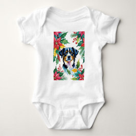God Jul-Hund med Poinsettias T Shirt