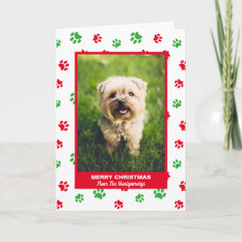 God jul Hund Red Grönt Tass avtryck Pet Photo Helgkort