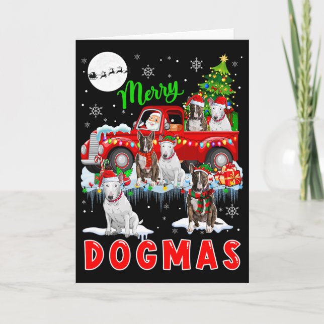 God jul Hund Santa Carshing Bull Terriers on PIC Kort (Framsida)