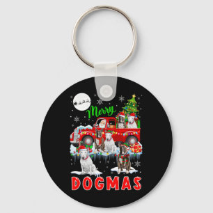 God jul Hund Santa Carshing Bull Terriers on PIC Nyckelring