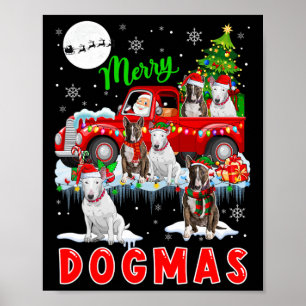 God jul Hund Santa Carshing Bull Terriers on PIC Poster
