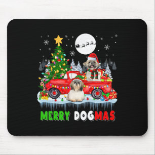God jul Hund Santa Elf Shih Tzus på Pickup Musmatta