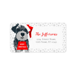God jul Hund Santa Hat Adressetiketter