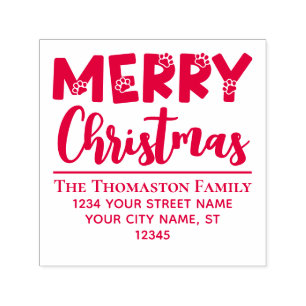 God jul, Hund Tass avtryck #2 Namn Adress Självfärgande Stämpel