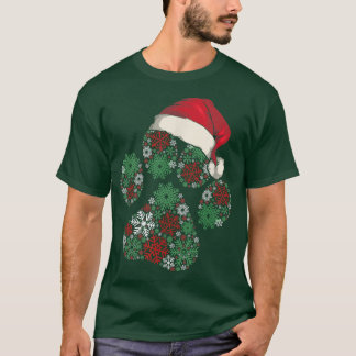 God jul Hund Tass Ljus Santa Hat Snowflak T Shirt