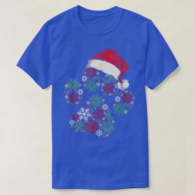God jul Hund Tass Ljus Santa Hat Snowflak T Shirt (Design framsida)