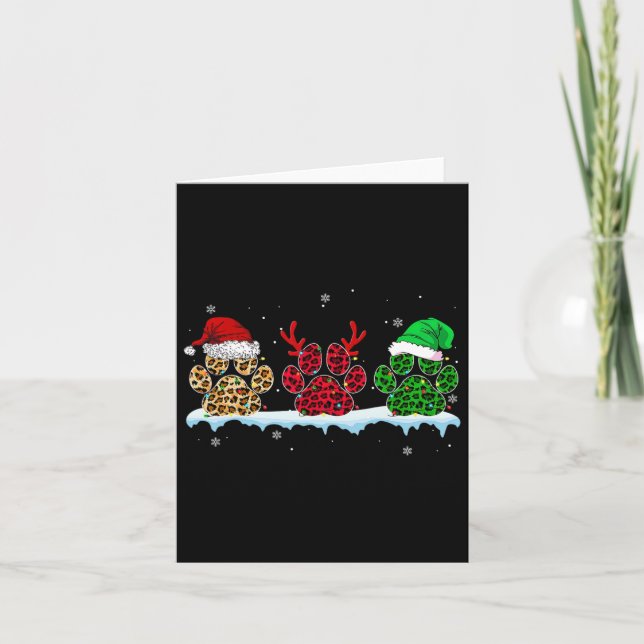 God jul Hund Tassar Santa Hat Ljus Leopard Kort (Framsida)