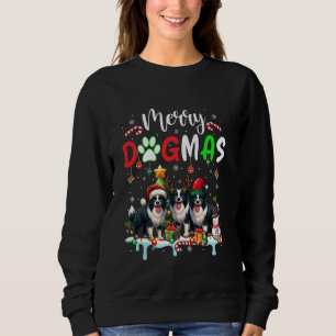 God jul Hund Three Santa Reindeer Elf Borde T Shirt