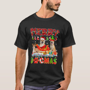 God jul Hund Three Santa Reindeer Elf Shiba Inus T Shirt