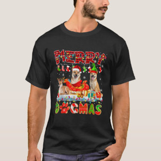 God jul Hund Three Santa Reindeer Elf Shiba Inus T Shirt