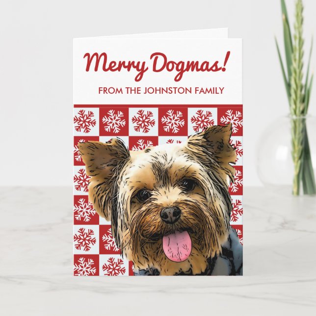 God jul Hund Yorkie Terrier Cute Anpassningsbar Kort (Framsida)