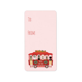 God jul Hundar Helgdag Trolly Adressetikett