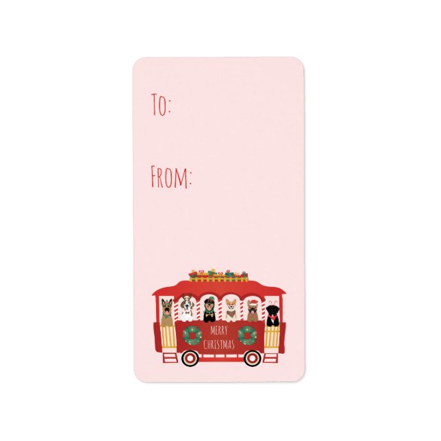 God jul Hundar Helgdag Trolly Adressetikett (Framsidan)