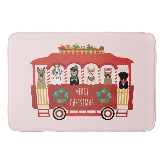 God jul Hundar Helgdag Trolly Badrumsmatta (Framsidan)