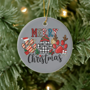 God Jul Hundar Hundmamma Tassar  Julgransprydnad Keramik