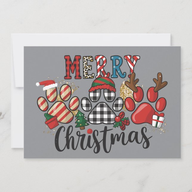 God Jul Hundar Hundmamma Tassar  Julkort (Framsida)