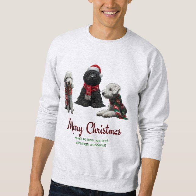 God jul Hundar Lång Ärmad Tröja (Framsida)