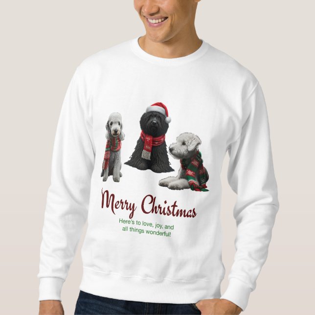 God jul Hundar Lång Ärmad Tröja (Framsida)