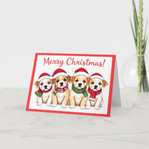 God jul Hundar med Röda Gräns Kort