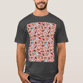 God jul Hundar mönster Rosa Graphic T Shirt