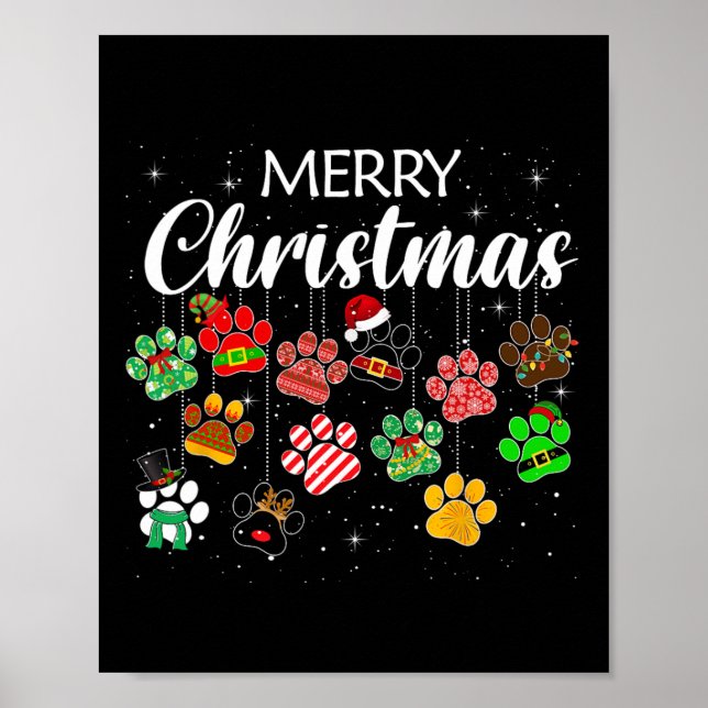 God Jul Hundpawtryck Buffalo Rutig Fula X Poster (Framsidan)