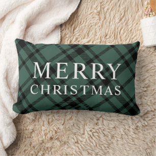 God Jul Hunter Grön Svart Plaid Lumbarkudde