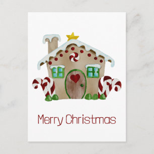 God Jul Hus av pepparkakor Julkort Vykort