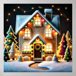 God jul - Hus-bild vid jultid Poster