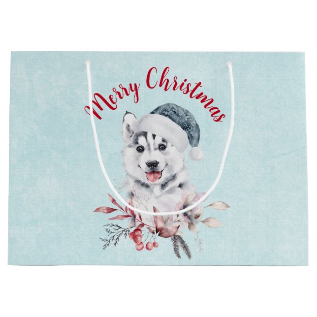 God jul Husky Hund i Santa Hat (Framsidan)